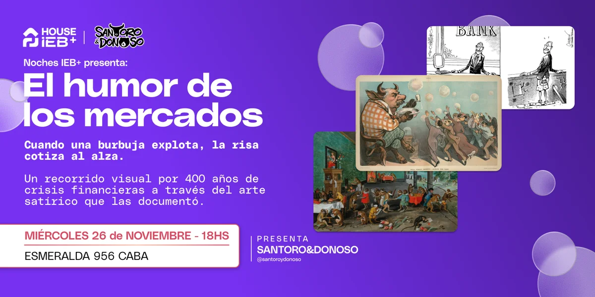 Afiche original de Noches IEB+: El humor de los mercados